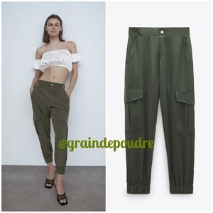 Zara Army Green Jogger Pocket Cargo Pants S XXL